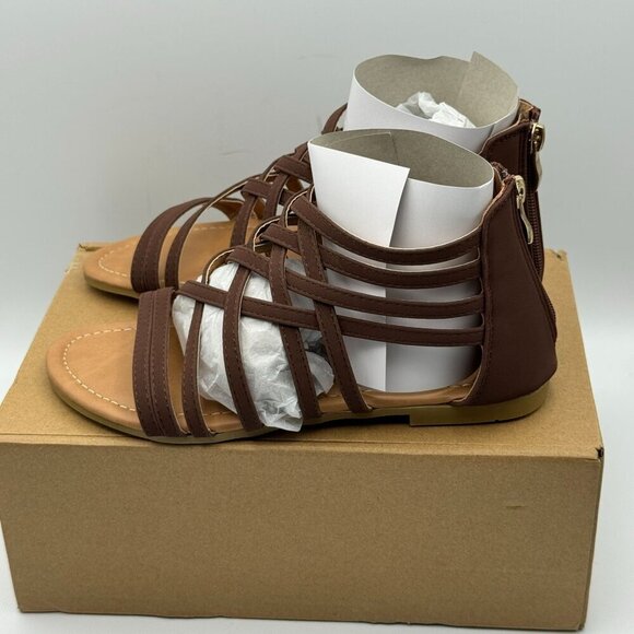 Journey Womens Hanni Brown Gladiator Strappy Sandals Back Zipper Size 6 - Picture 3 of 7
